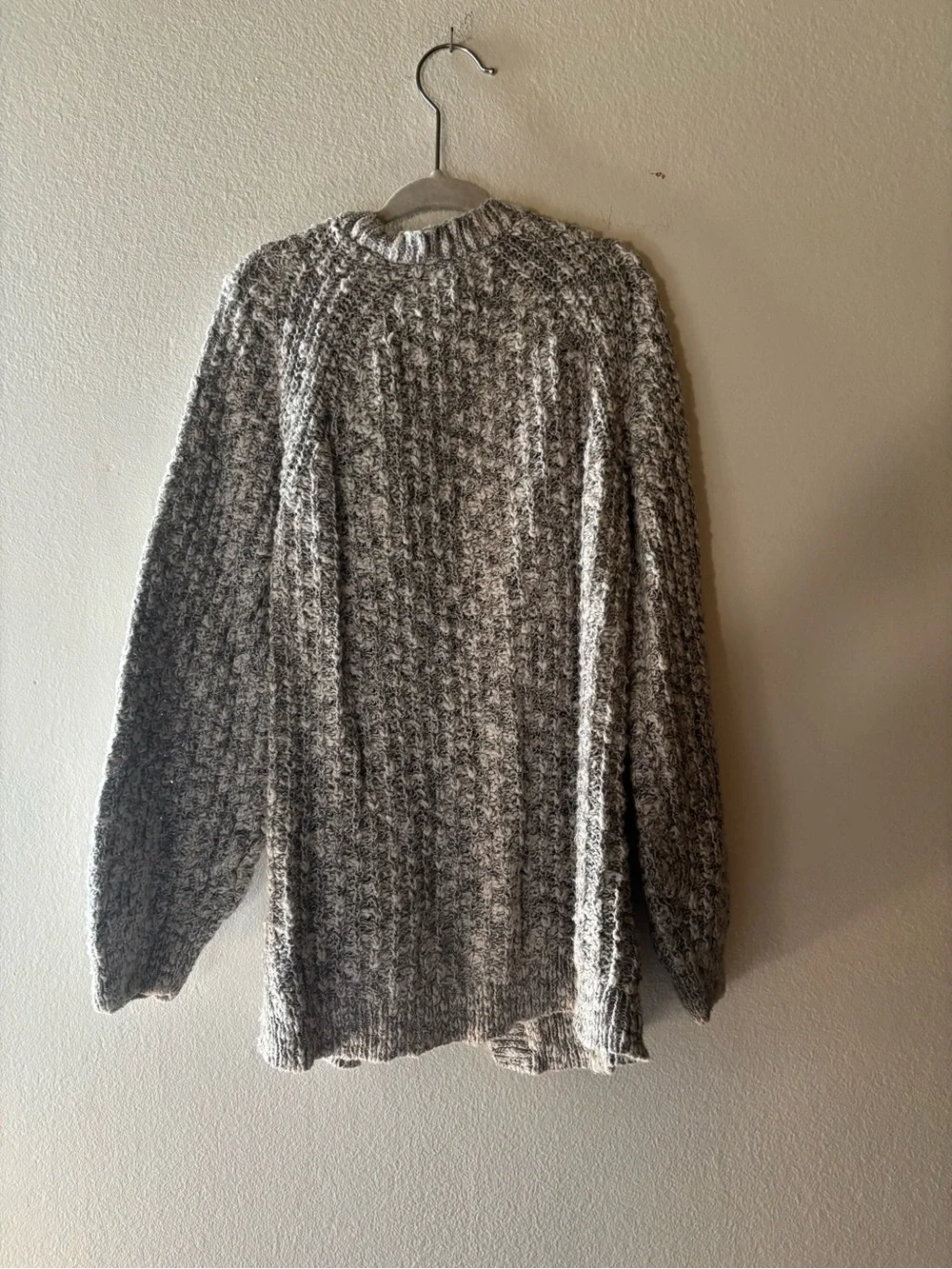 Heather Gray Open-Front Knit Cardigan